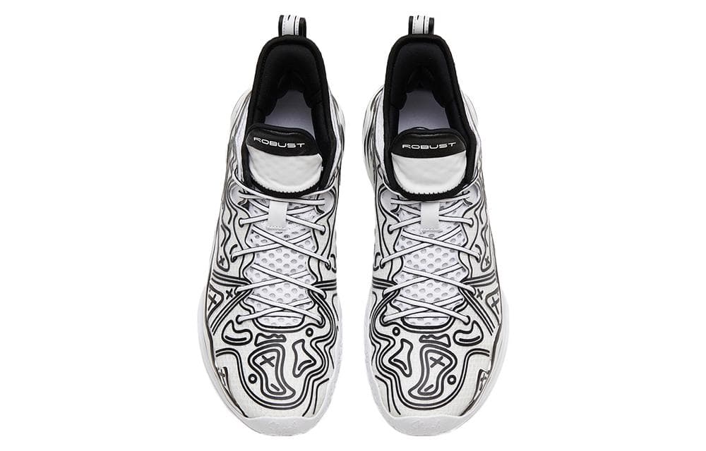 Anta Frenzy 4 Pro Anime Cushioning Anti-Slip And Wear-Resistant Mid-Top Basketball Shoes Black White 5