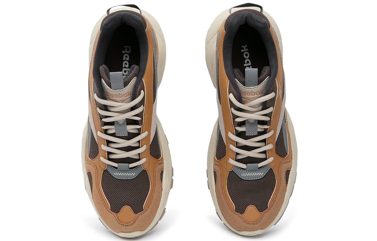 Reebok FLUFFI PUFF CN Anti-Slip Wear-Resistant Breathable Height Increasing Low-Top Running Shoes Unisex Brown Yellow 6