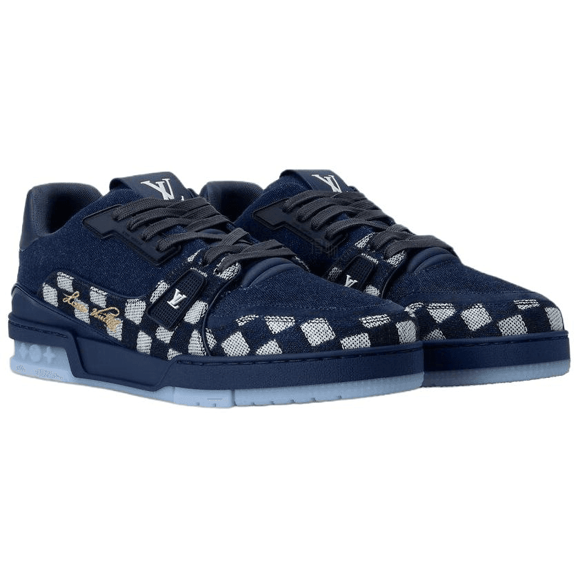 LOUIS VUITTON x Nigo Collaboration Trainer FW25 Denim Round-Toe Lace-Up Low-Top Skate Shoes Men's Blue 6