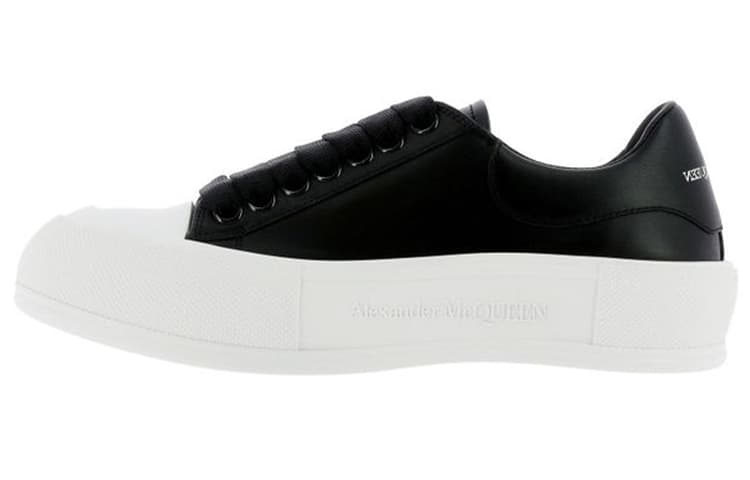 Alexander McQueen Deck Plimsoll Lace Up Sneakers 'Black White' Women's
