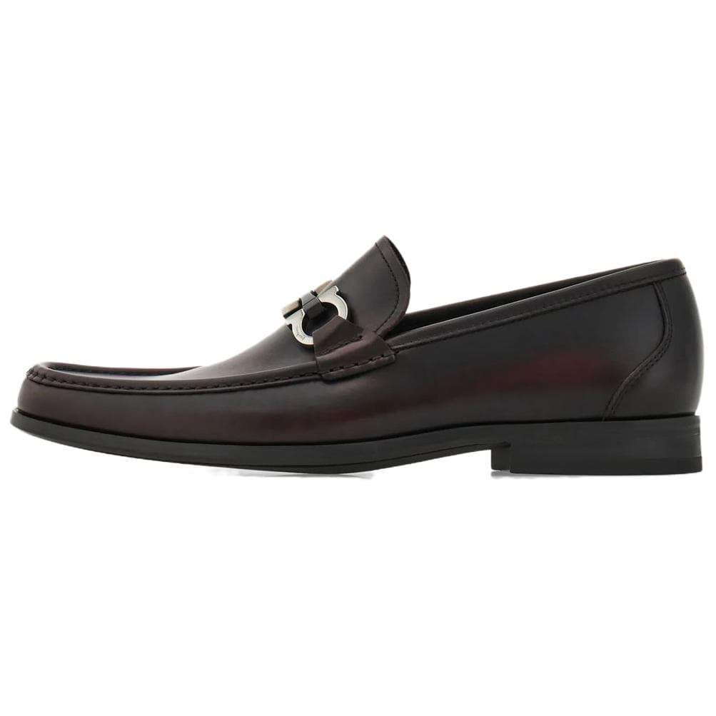 FERRAGAMO GANCINI Calfskin Loafers Men's Black