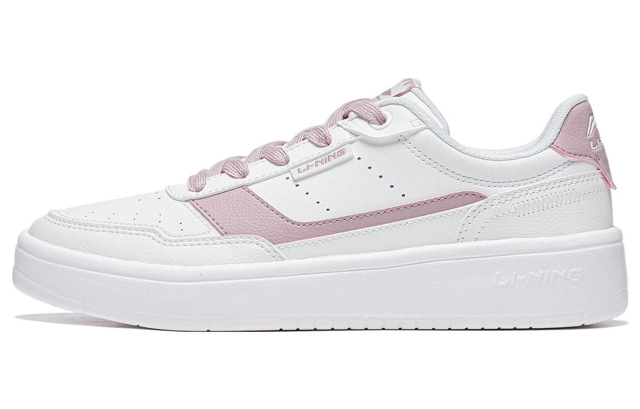 LiNing Relaxing Anti-Slip Wear-Resistant Low-Top Skateboard Shoes Women's White Pink