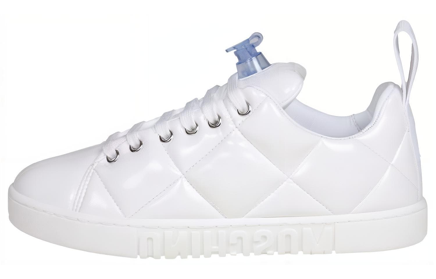 MOSCHINO Leather Low-Top Lace-Up Sneakers Women's White 2