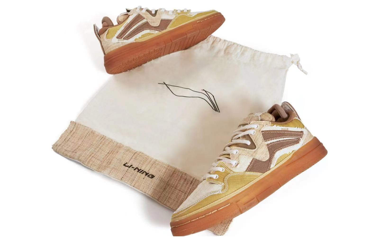 LiNing Wave Pro Ramie Slip-Resistant Cushioning Wear-Resistant Low-Top Skateboard Shoes Men's Beige Brown 4