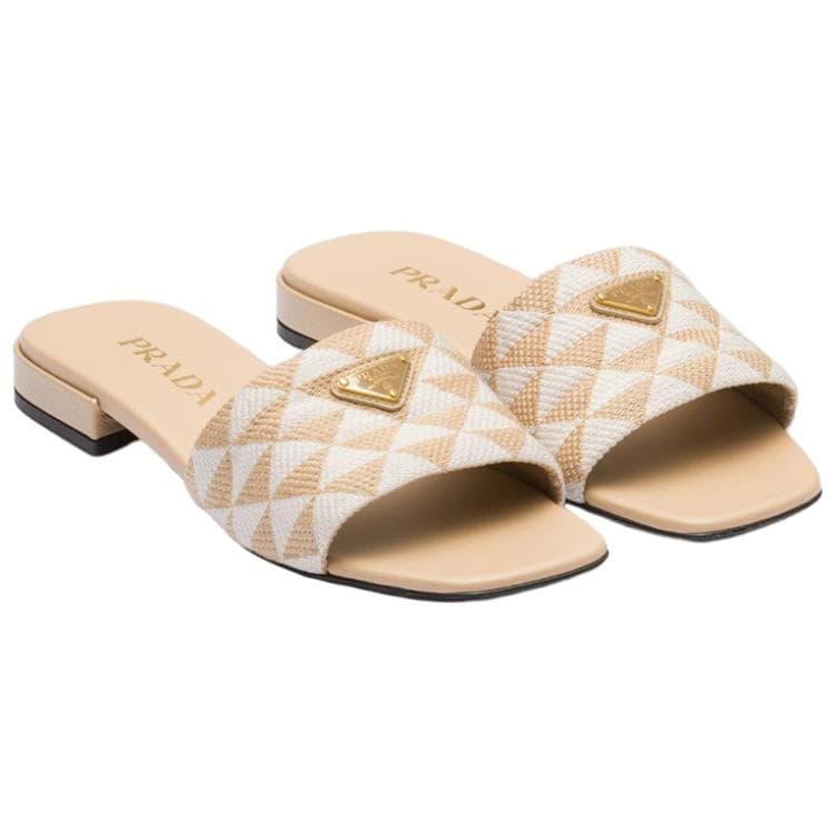 PRADA Slide Slippers Women's Ecru 5