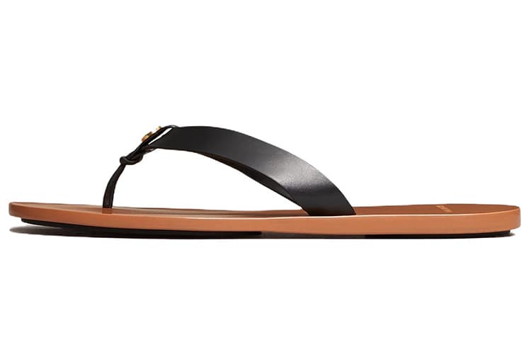 TORY BURCH Slip-Resistant Flip Flops Women's Black Brown 2