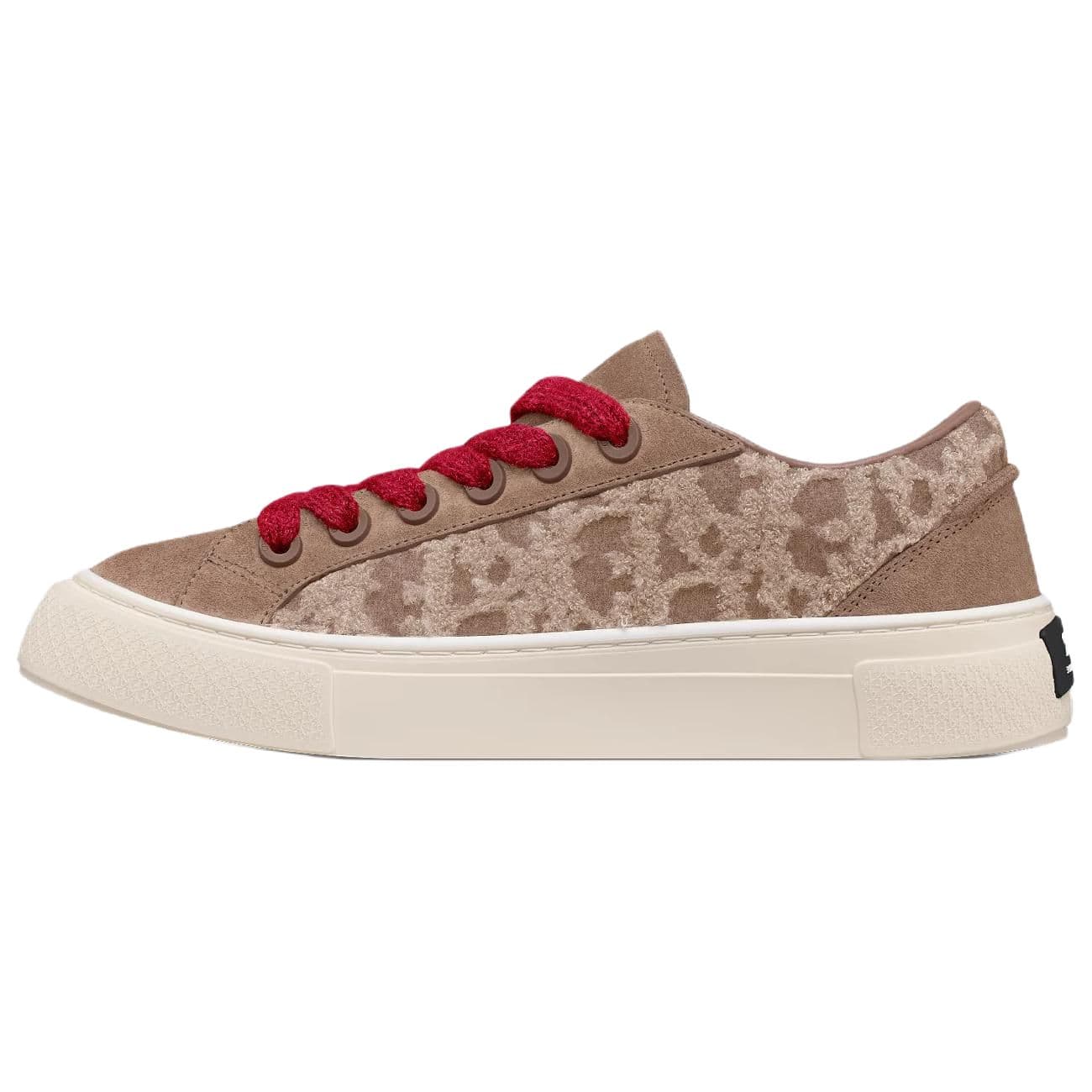 DIOR B33 Calfskin Leather Round Toe Lace-Up Low-Top Canvas Shoes Men's Taupe Brown