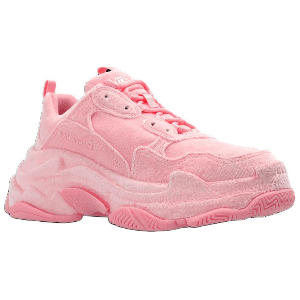 Balenciaga Triple S Fabric Round Toe Lace-Up Low-Top Dad Shoes 7cm Women's Pink 6
