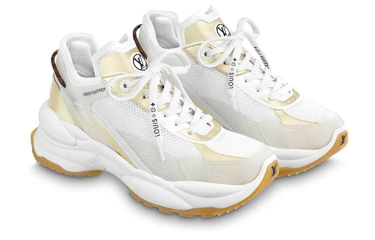 LOUIS VUITTON Run 55 Anti Slip Wear Resistant Low Top Casual Shoes Women's White Gold 3