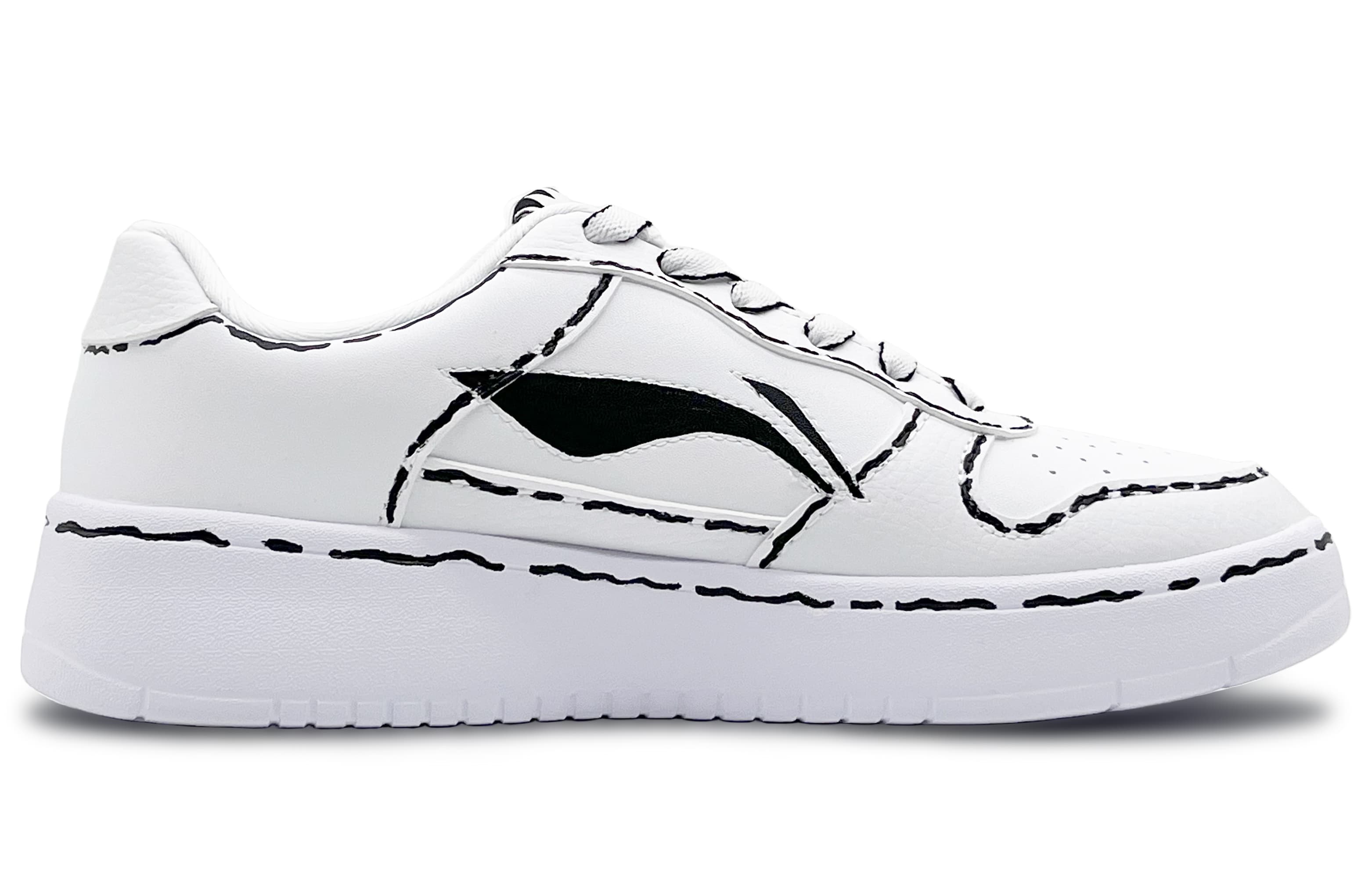 LiNing Sports Life Collection Abrasion Resistant Slip Resistant Low Top Skateboard Shoes Women's White Black 4