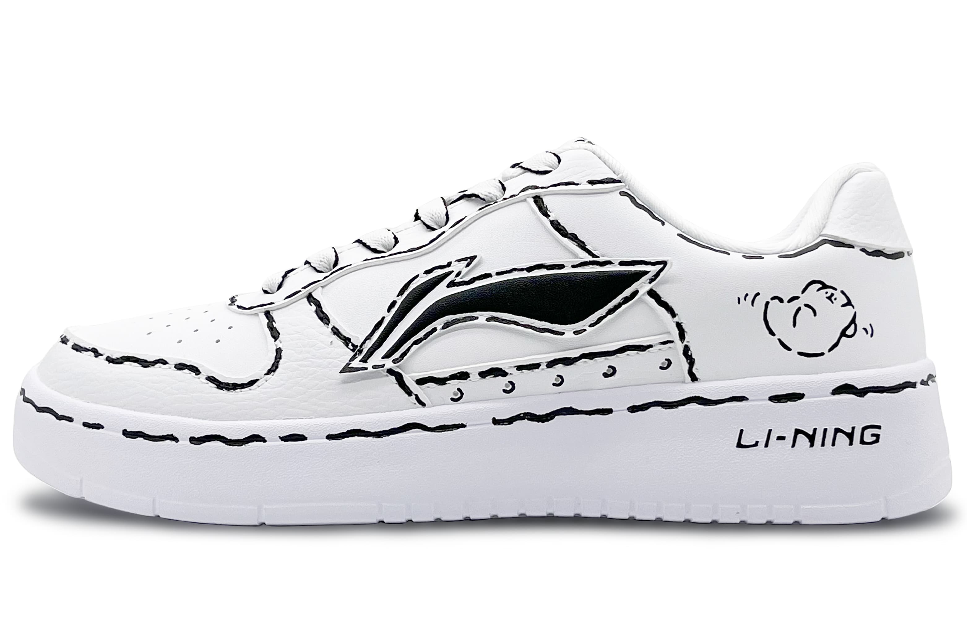 LiNing Sports Life Collection Abrasion-Resistant Slip-Resistant Low-Top Skateboard Shoes Women's Black White 4