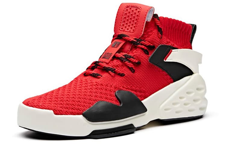 ANTA Bastard Casual Shoes Men High-Top University Red/Black Ivory White 4