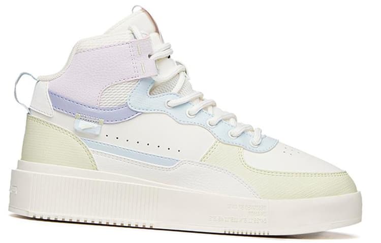 ANTA Skateboard Shoes Women's High-Top Ivory White/Princess Green/FANTAsy Blue 3