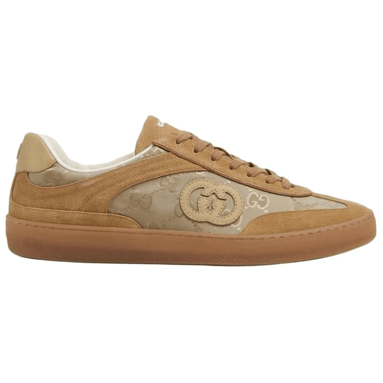 GUCCI G75 Suede Round-Toe Lace-Up Low-Top Skate Shoes Men's Brown 4
