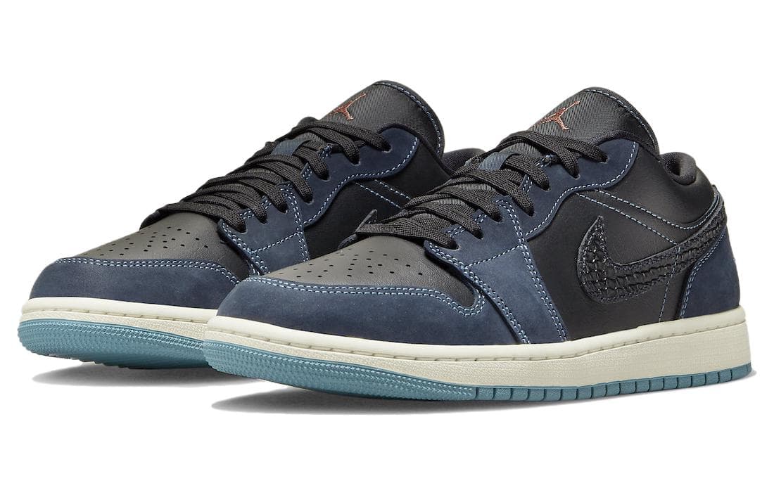 Jordan 1 Low SE Black Dark Obsidian Snakeskin Women's 6