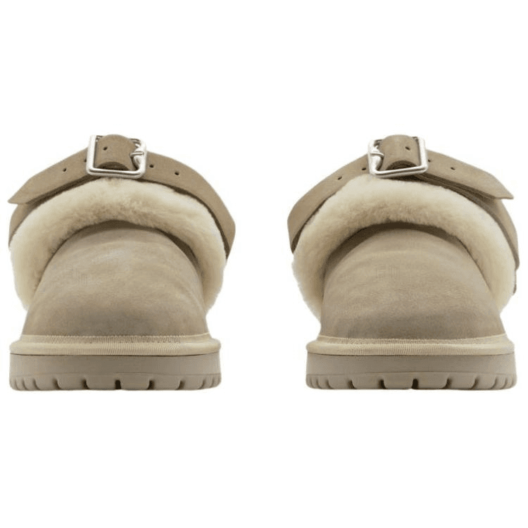 Burberry Chubby Calfskin Slip-On Flat Toe-Covered Slippers Women's Light Brown 6