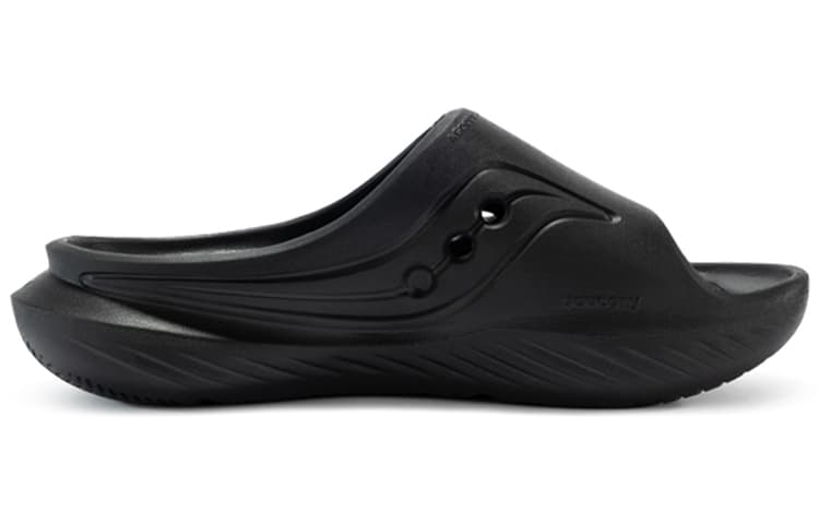 Saucony Cradle Rubber Sole EVA Cut-Out Slide Slippers Unisex Black 4
