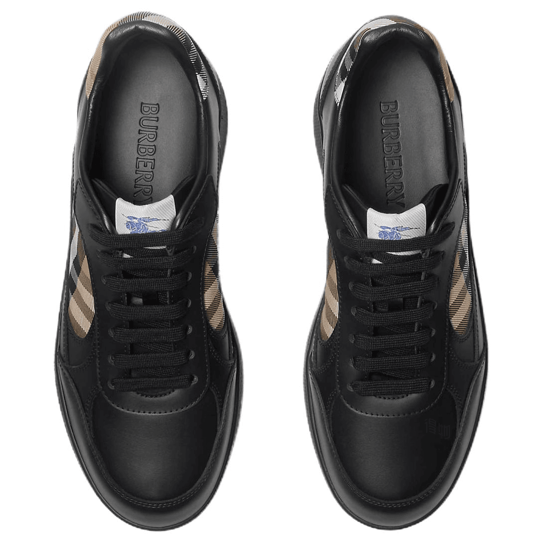 Burberry Terrace Leather Round Toe Lace-Up Low-Top Skate Shoes Men's Black 4