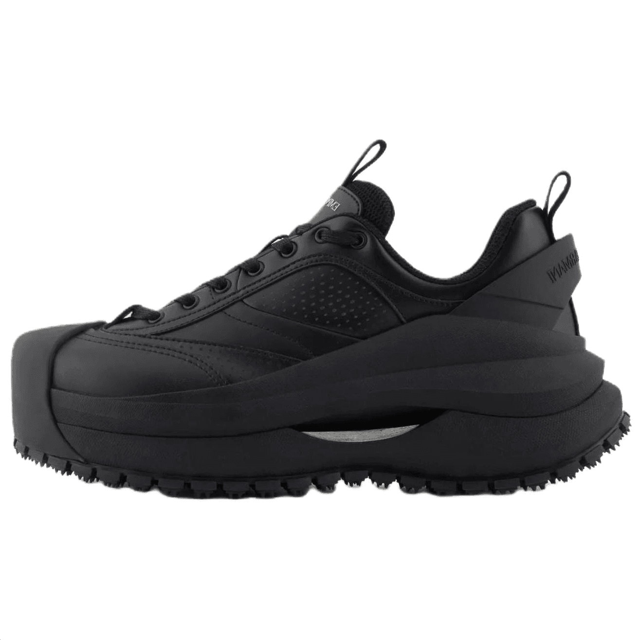 EMPORIO ARMANI Soft Studded Platform Letter Logo Lace-Up Dad Shoes Low-Top Casual Shoes Men's Black