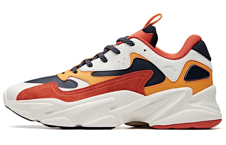 ANTA Life Collection Chunky Sneakers Men Low-Top Orange White Black 2