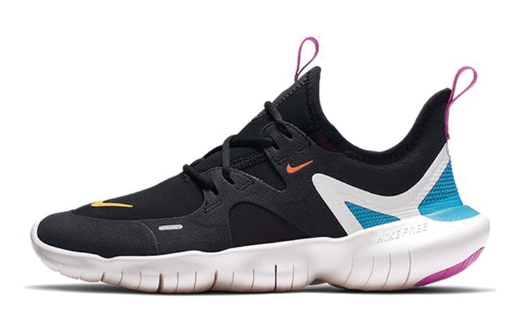 Nike Free RN 5.0 Cushioning Anti-Slip And Wear-Resistant Low-Top Kids' Running Shoes Black White Teenagers