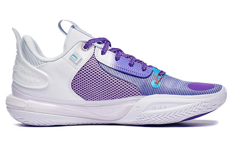 LiNing All City 11 Snow Mountains Cushioning Anti-Slip And Wear-Resistant Low-Top Basketball Shoes Men's Purple White 3