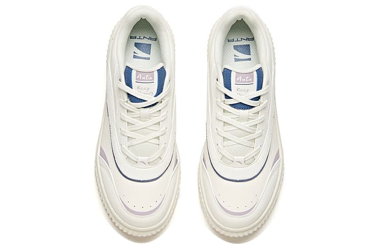 Anta Life Collection Anti-Slip Wear-Resistant Low-Top Skateboard Shoes Women's White Blue 5