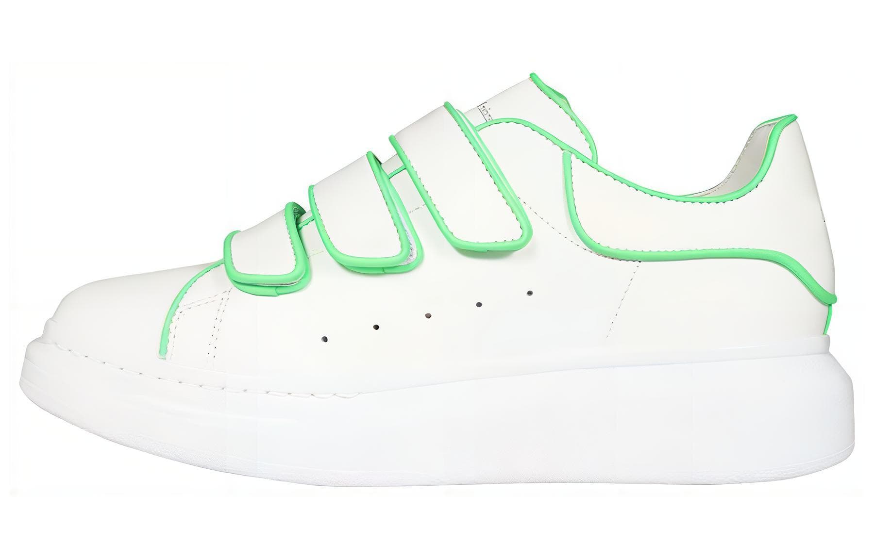 Alexander McQueen Leather Low-Top Fashion Sneakers Women's White Green 2
