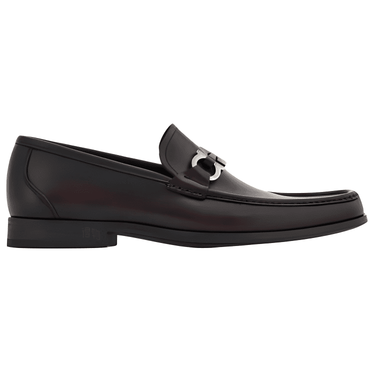 FERRAGAMO GANCINI Calfskin Loafers Men's Black 3