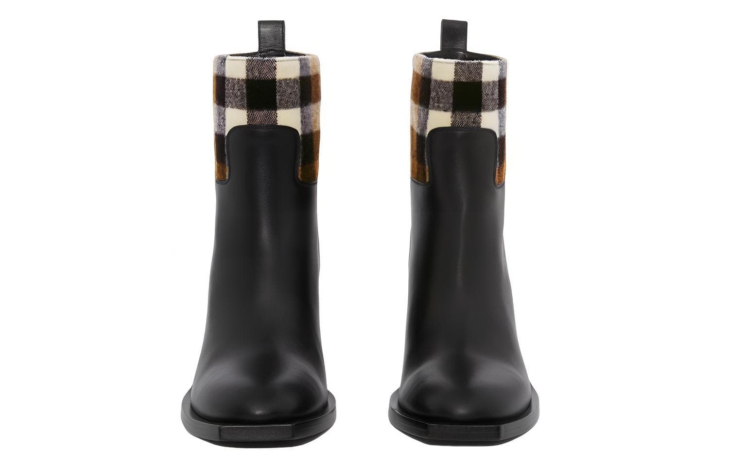 Burberry Exaggerated Check Panelled Leather Boots 5