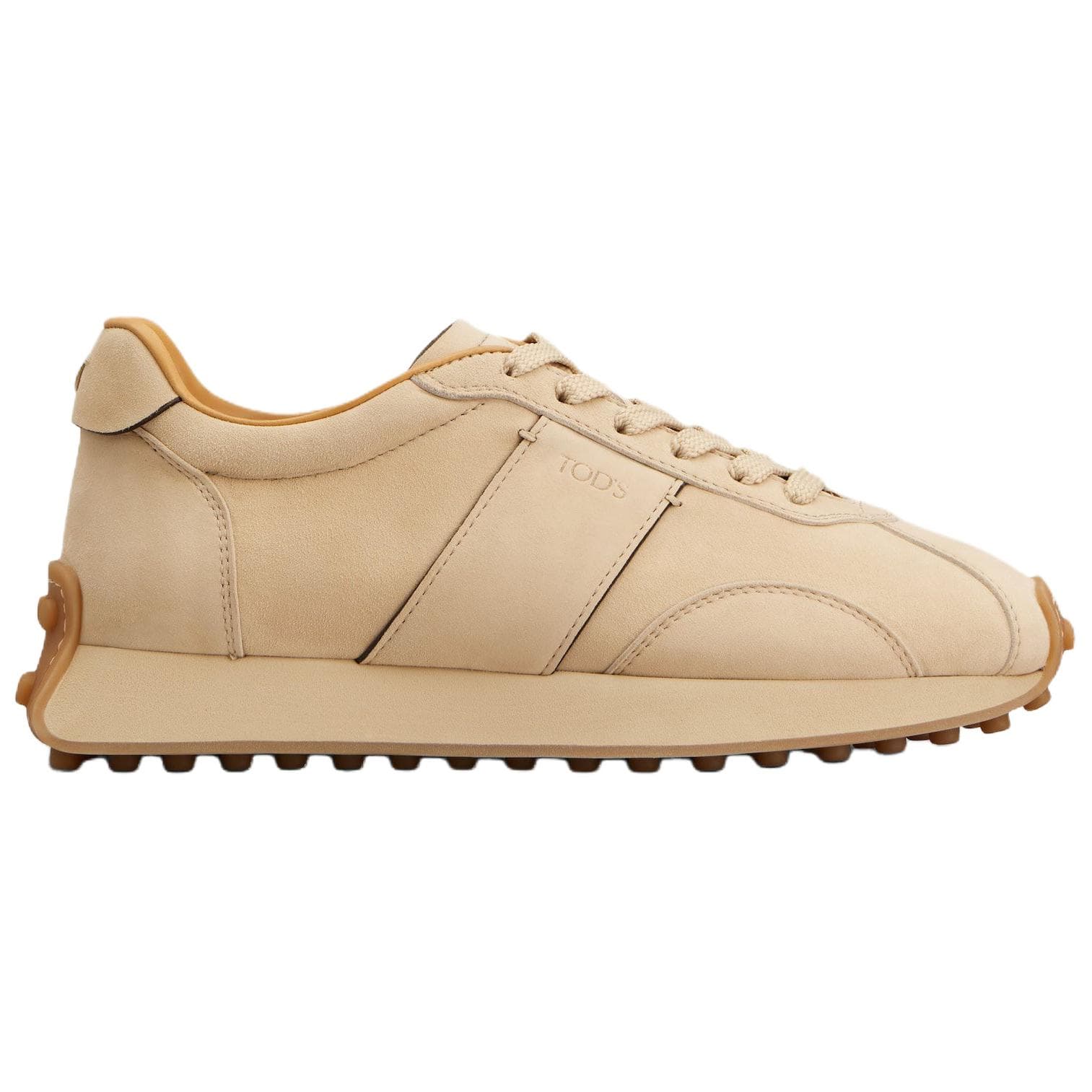 TOD'S T Vintage Suede Goatskin Embossed Logo Round Toe Lace-Up Low-Top Casual Shoes Women's Off-White 3