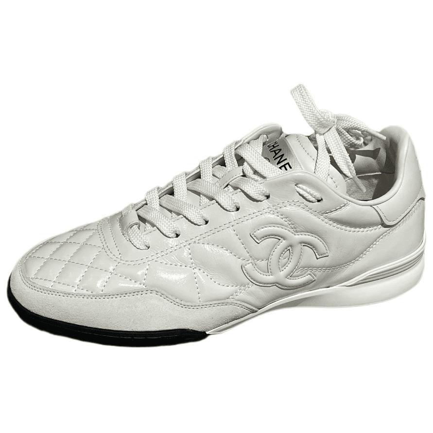 CHANEL 24a German Army Trainers Low Top Casual Shoes Men's White 3