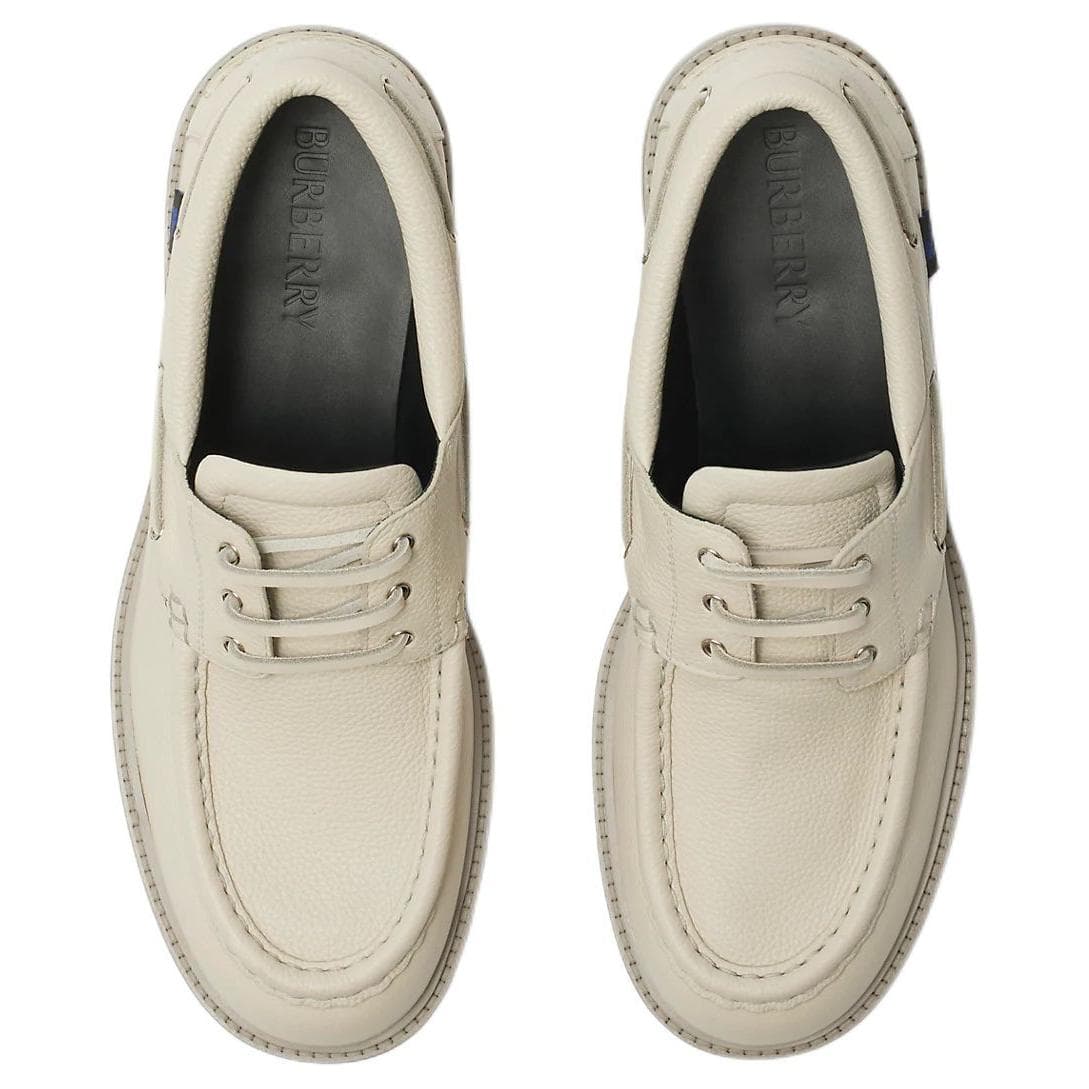 Burberry Calfskin Round Toe Lace-Up Casual Shoes Men's Beige 5