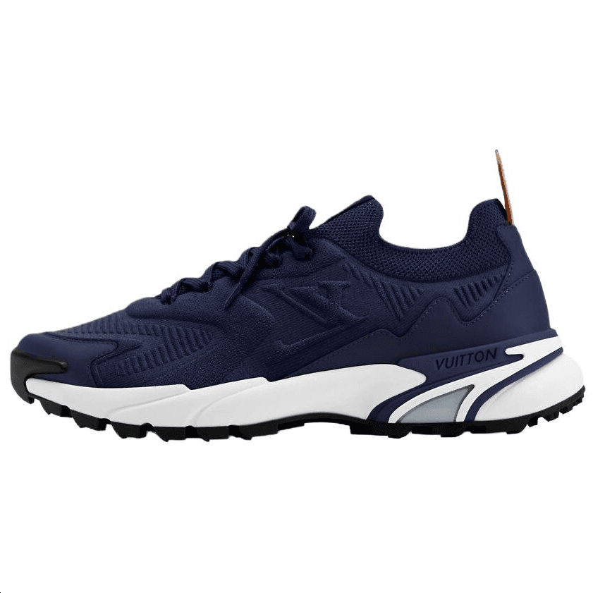 LOUIS VUITTON Runner Tatic Calfskin Leather Round Toe Lace-Up Low-Top Casual Shoes Men's Blue 2