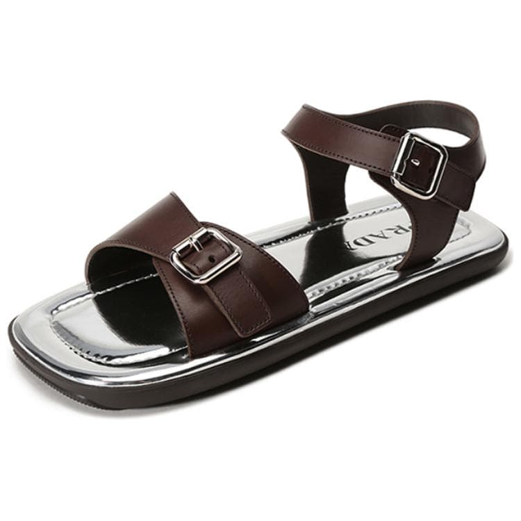 PRADA One Strap Sandals Men's Dark Brown 6