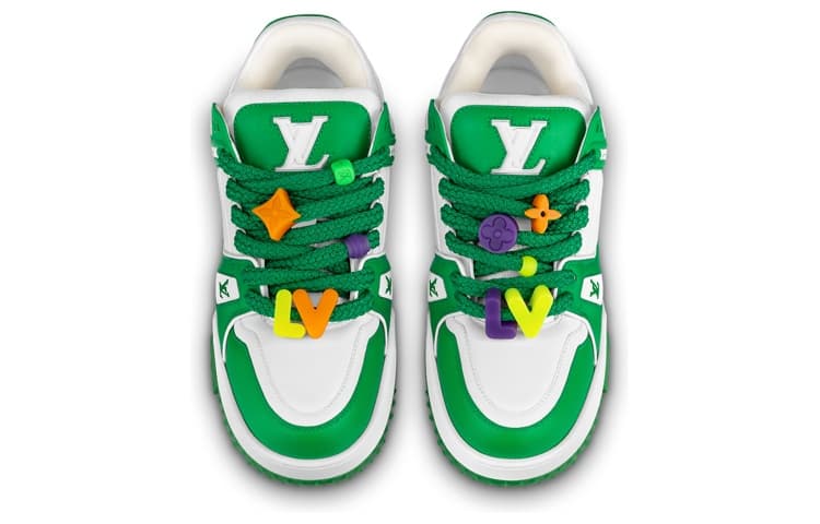 LOUIS VUITTON Trainer Maxi Low Top Stylish Skateboarding Shoes Men's White Green 3