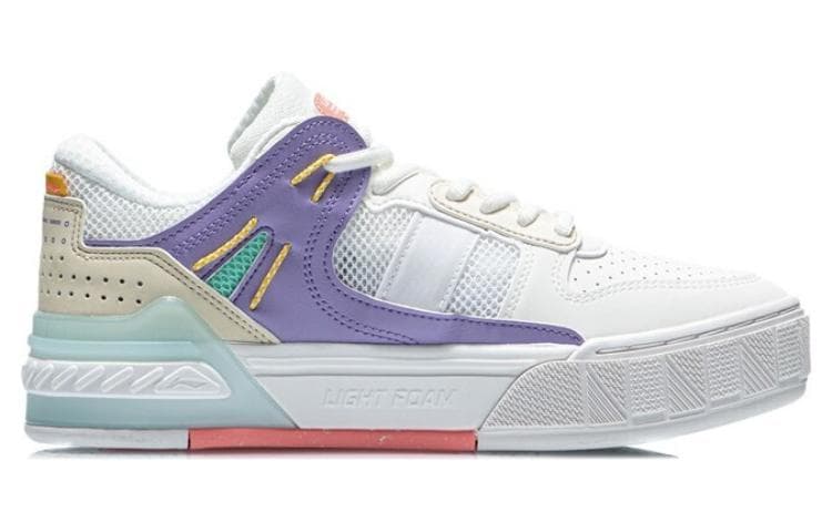 LINING Dawn Light Skateboard Shoes Women's Low-Top Snow White/Light Lotus Purple 3