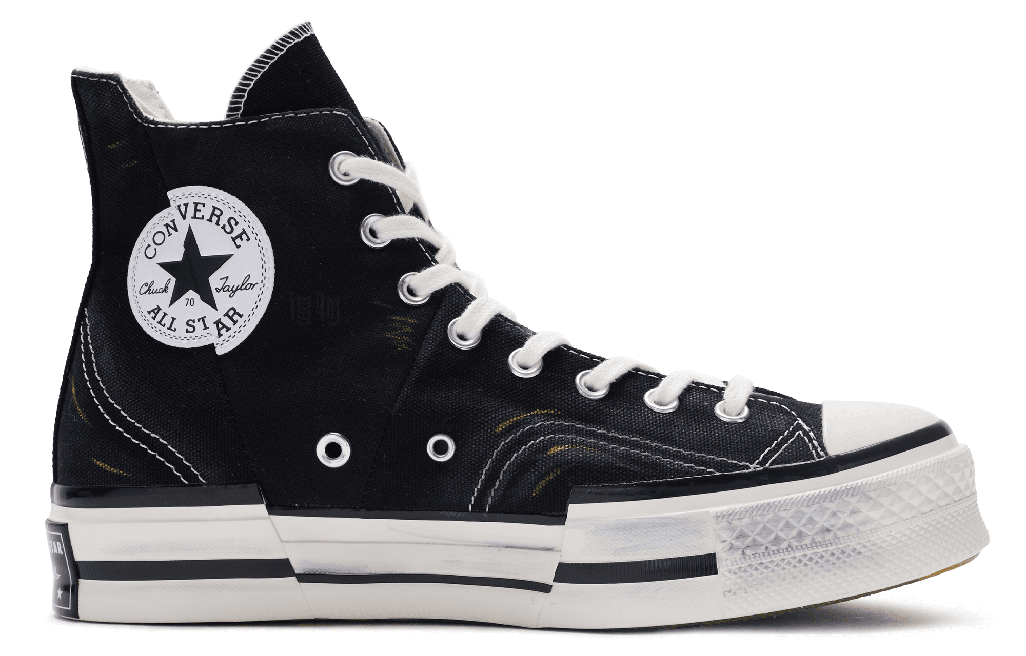 Converse 1970s Chuck Chinese Style Special Box Believer Deconstruction Hand-Painted Spray Paint High-Top Canvas Shoes Unisex Black White 6