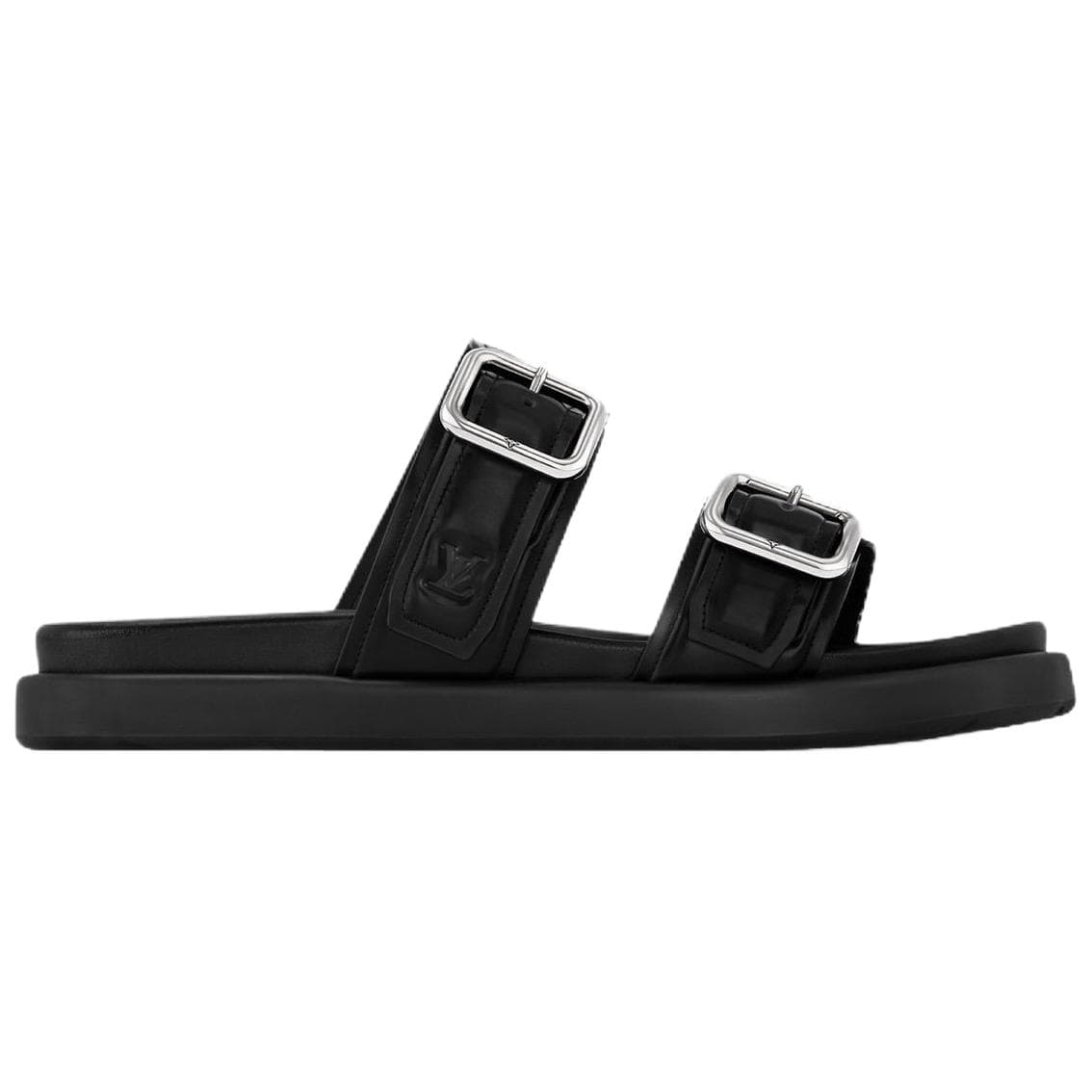 LOUIS VUITTON Venice Spring 2025 Men's Collection Cowhide Open-Toe Flat Sandals Flip-Flops Men's Black 3