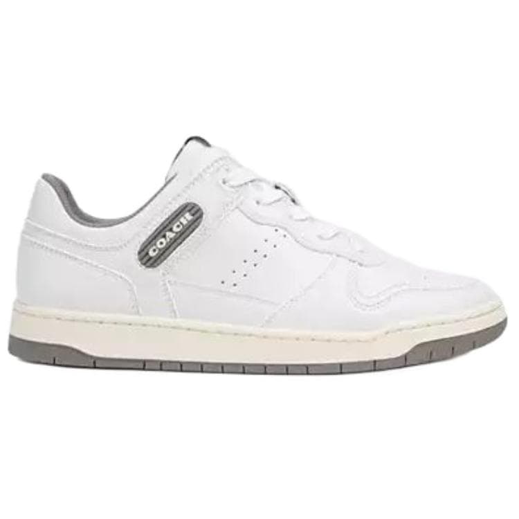 COACH C201 Leather Round-Toe Lace-Up Low-Top Skate Shoes Women's White 4