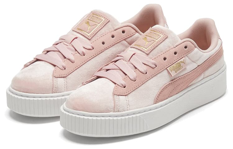 PUMA Platform Velvet Pink/White Low Casual Board Shoes Women's 6