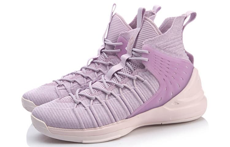 LINING Vintage Basketball Shoes Men High-Top Pink Purple 5