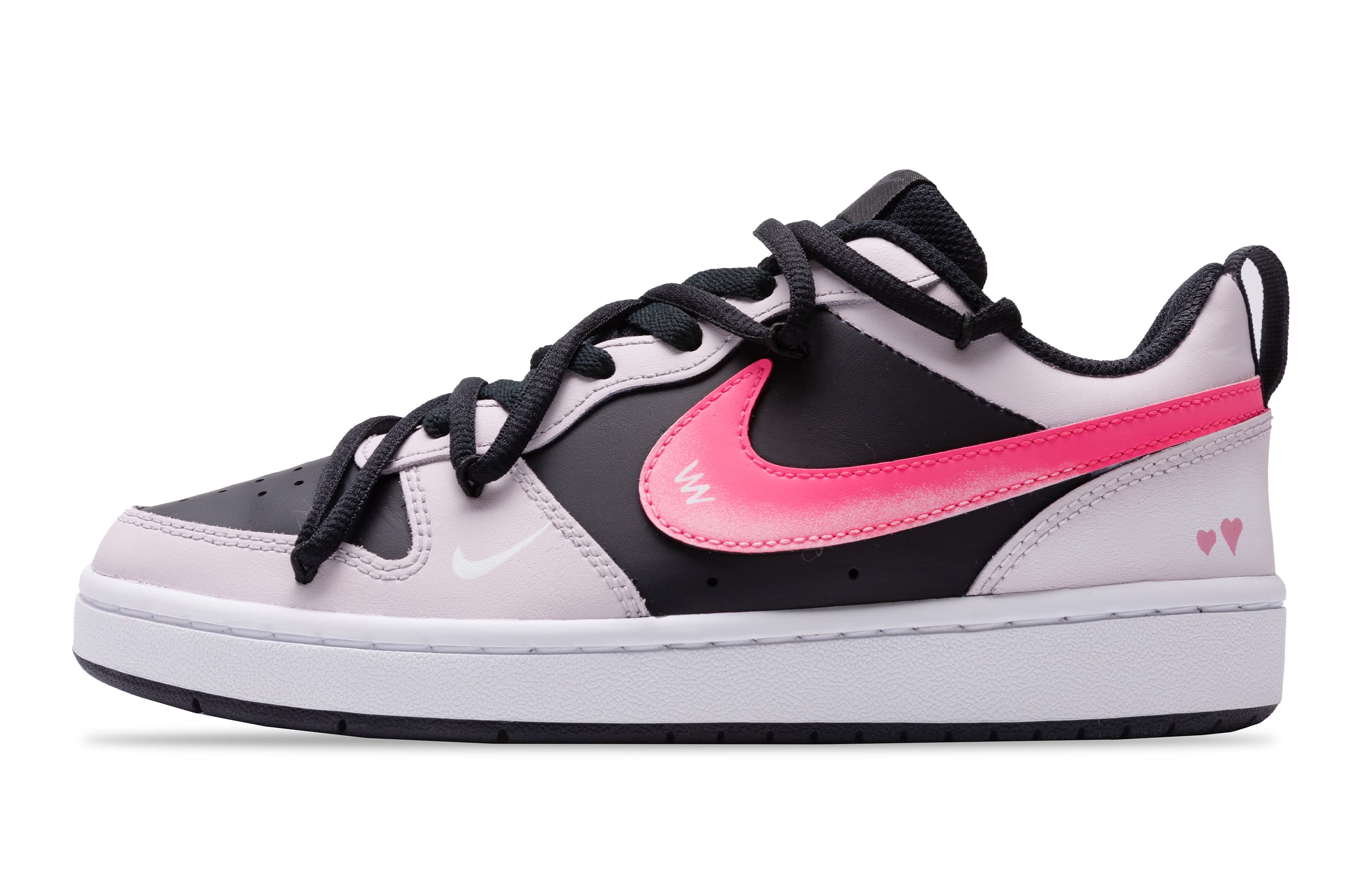 Nike Court Borough Cherry Rose Love Slip-Resistant Low-Top Skateboard Shoes GS Black Pink