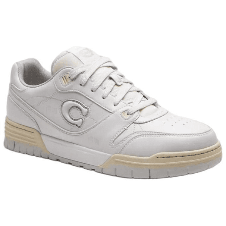 COACH Soho Leather Lace-Up Low-Top Sneakers Men's White 6
