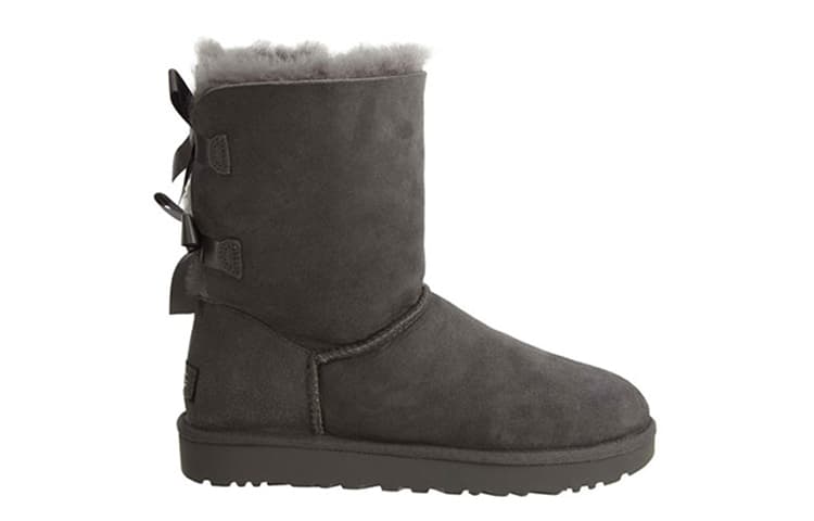 UGG Mini Bailey Bow Ii Boot Fleece Lined Gray Women's 4