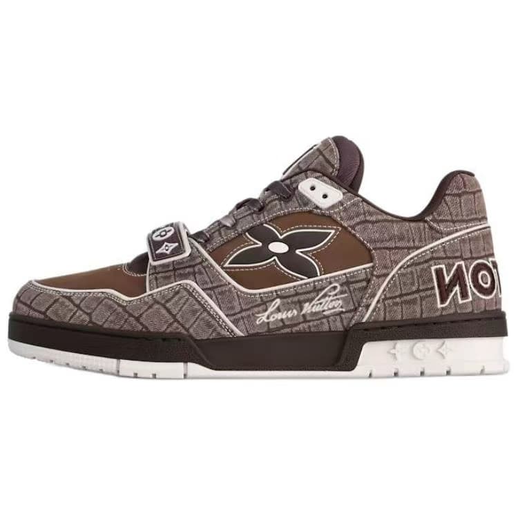 LOUIS VUITTON Trainer Low-Top Skateboard Shoes Men's Brown 2