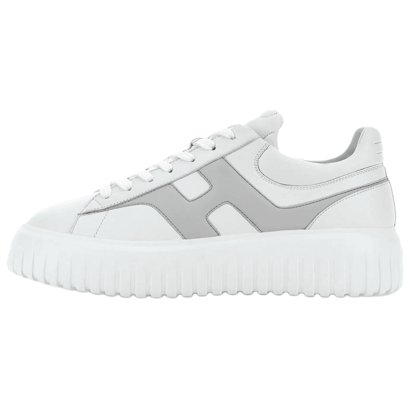 HOGAN H-Stripes Leather Platform Round-Toe Lace-Up Low-Top Casual Shoes Men's White 2