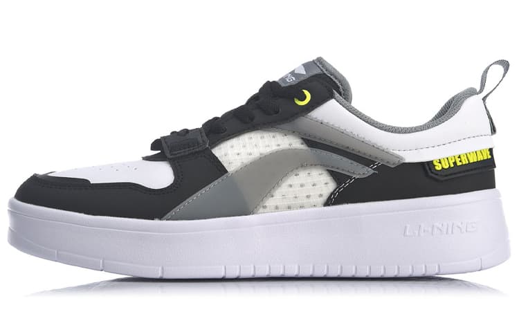 LiNing Wave Superwave Lite Anti-Slip Wear-Resistant Low-Top Skateboard Shoes Men's White Black Gray 2