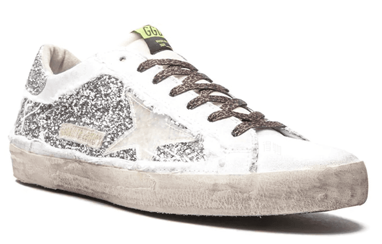 Golden Goose Super-Star Round Toe Lace-Up Skate Shoes Men's Silver 6