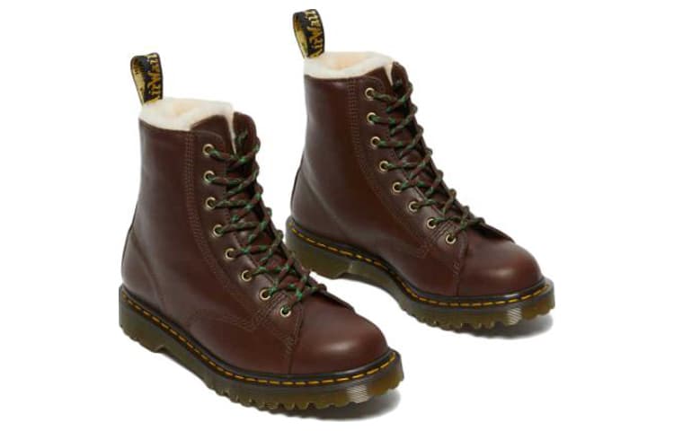 Dr.Martens Barton Shearling Lined Leather Ankle Boots 'Brown' Women's 4
